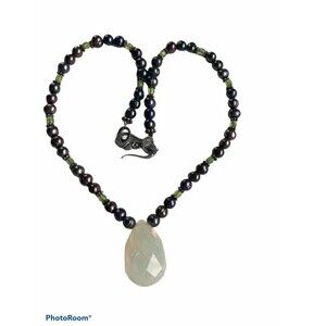 Beaded Necklace With large Crystal